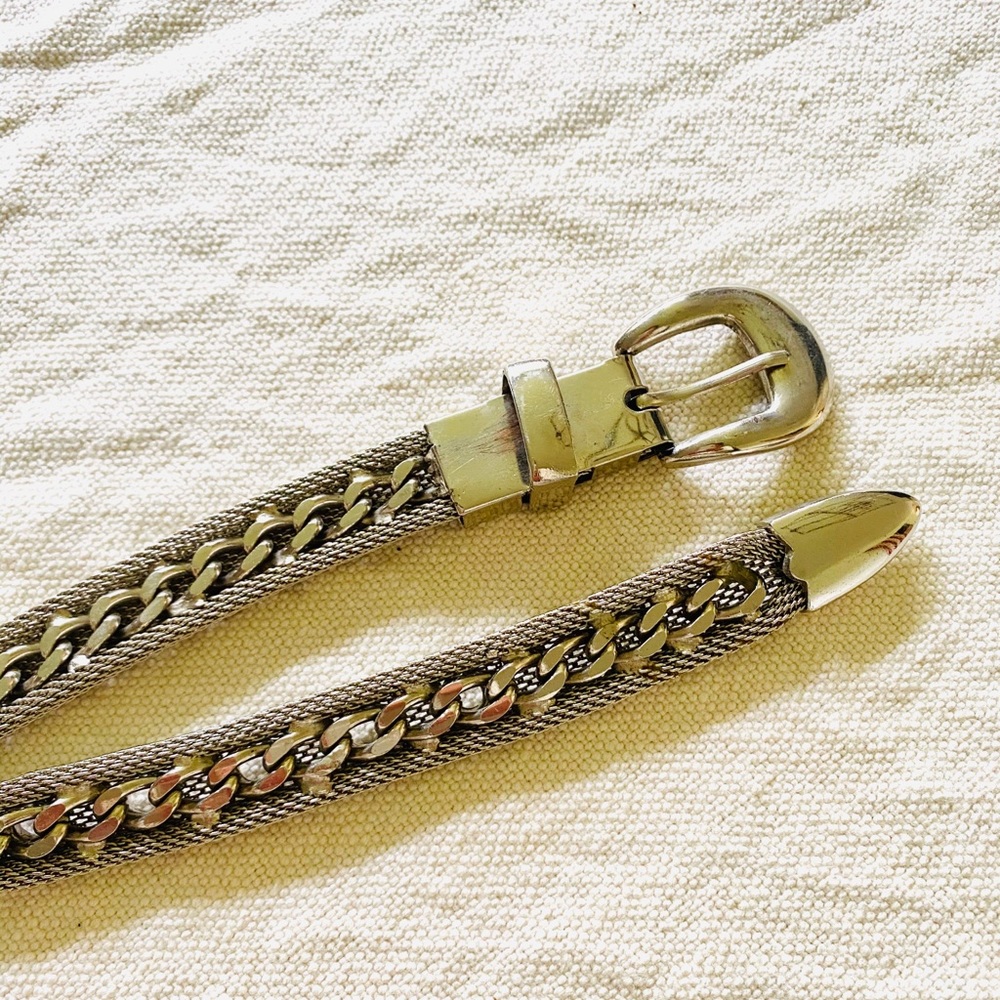 ⛓ Vintage silver stainless steel chain link belt